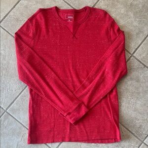 Sonoma Vibrant Red Crew Neck Waffle Knit Top